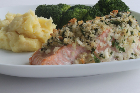 Horseradish and Parsley Encrusted Salmon*