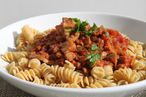 Pasta with Vegetarian Bolognese Sauce*